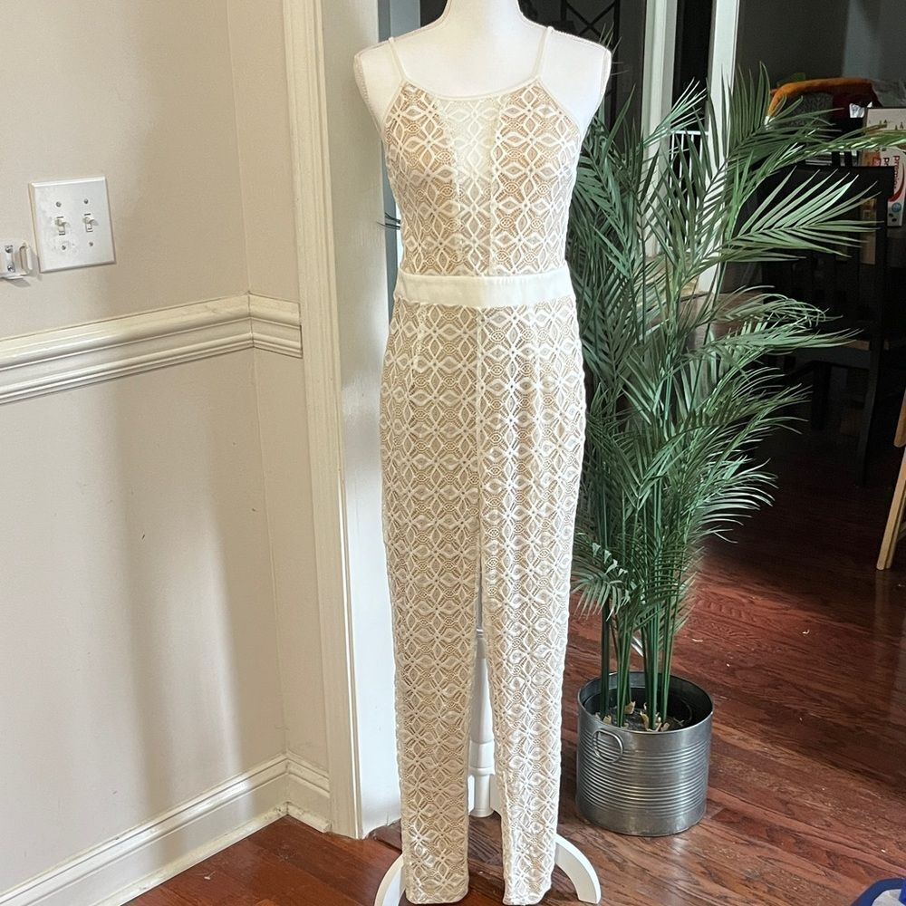 Banjul Cream Lined Jumpsuit Size M Medium 8 10
